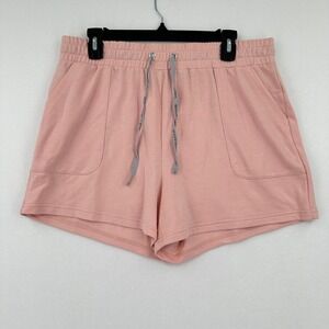 Life Is Good Pink Sleep‎ Shorts Pajamas Womens Drawstring SZ L Soft Comfy Lounge